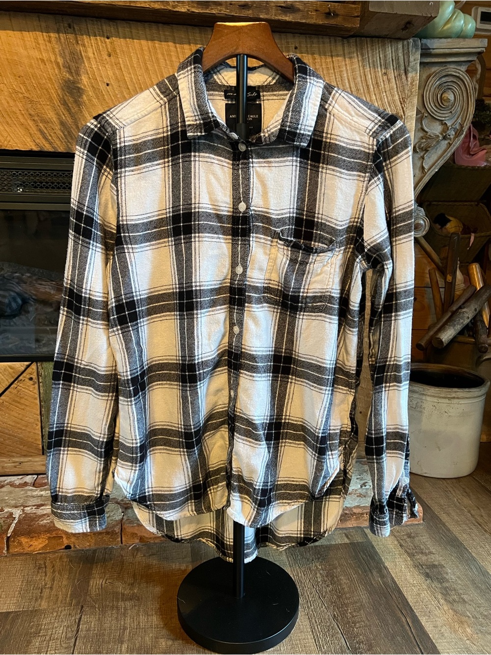 American Eagle Ahh-Mazingly Soft Plaid Flannel Boyfriend Fit M